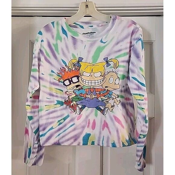Nickelodeon Tops - Nickelodeon RUG RATS Tie-Dye Long Sleeve T-Shirt Size M Cut Off GREAT COLORS
